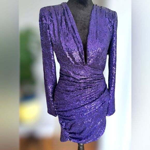 SHO BY TADASHI SHOJI Long Sleeve Sequin Cocktail Mini Dress Size XS - Picture 16 of 16